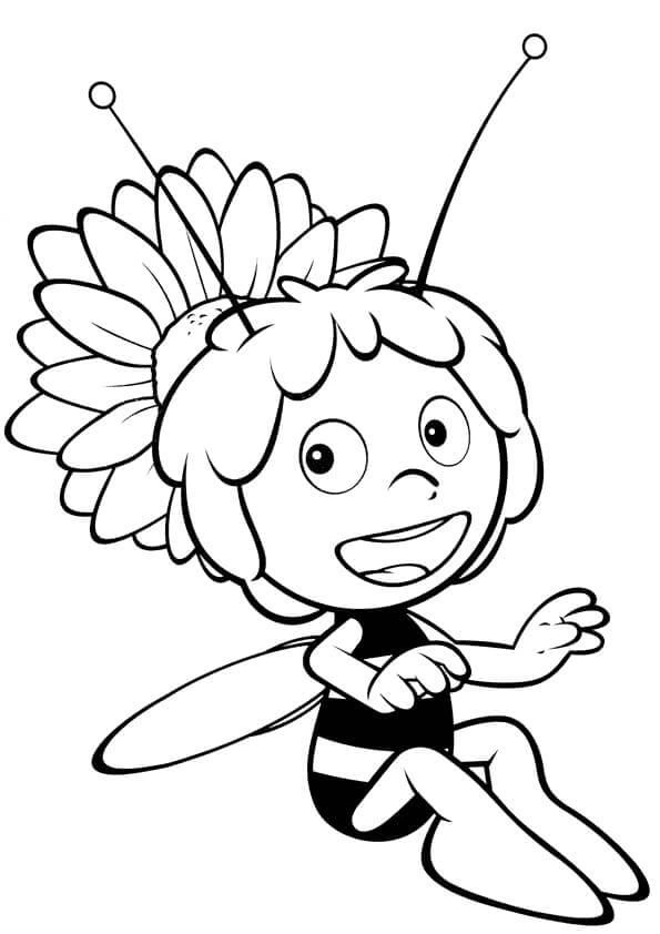 Maya is sitting in front of the flower coloring page